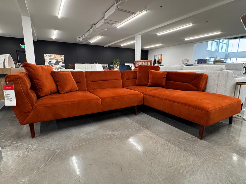 Sectionnel Primo velours orange